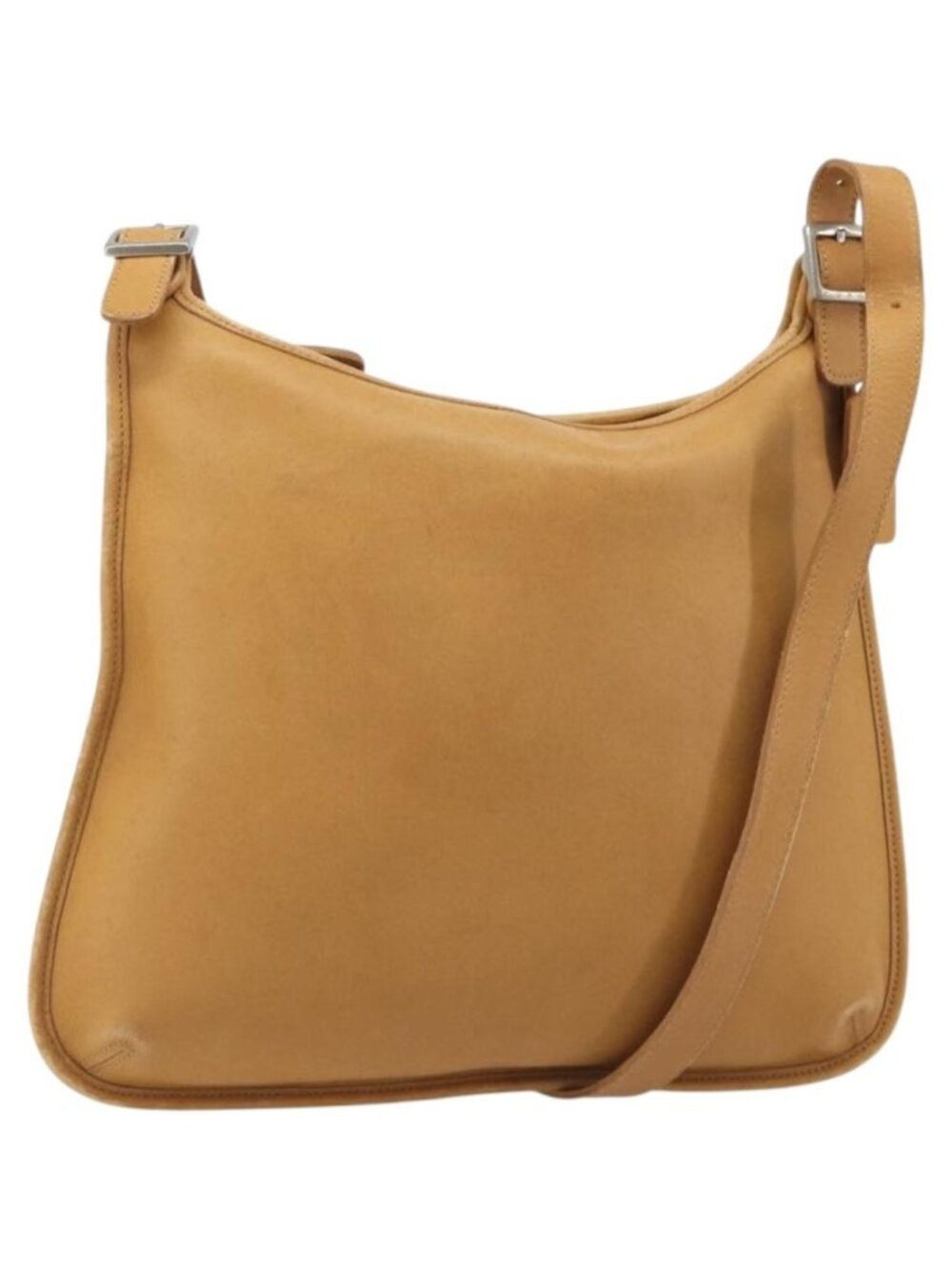 Coach Shoulder Bag Leather Brown Silver